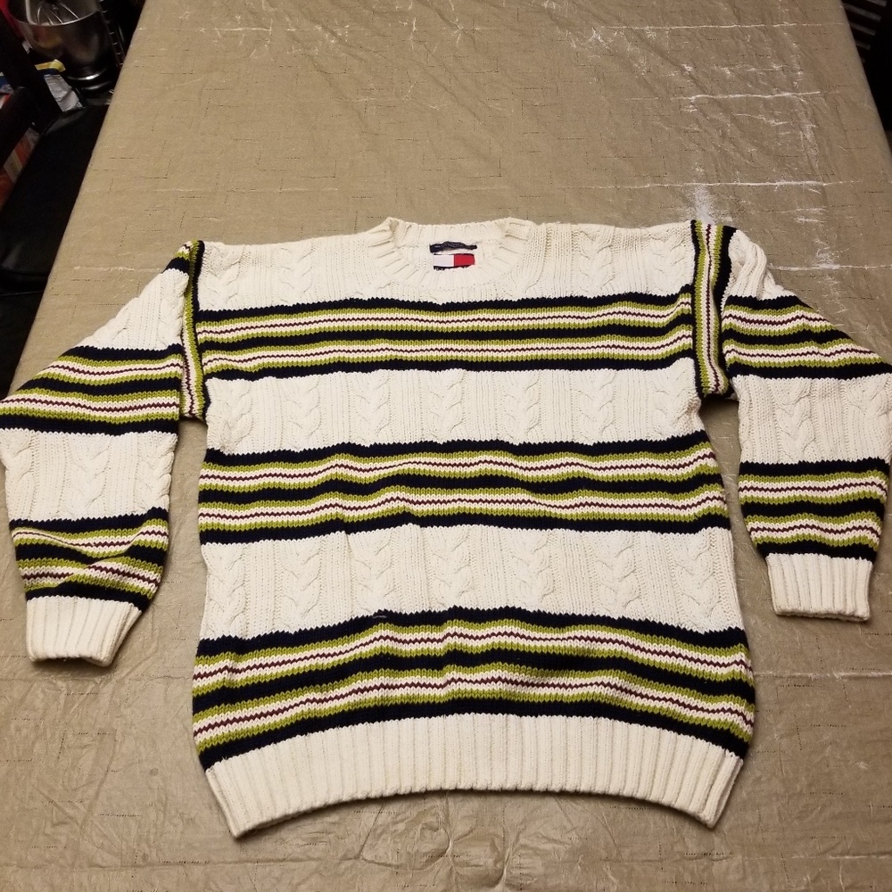 Tommy Hilfiger striped cable knit sweater sz. M